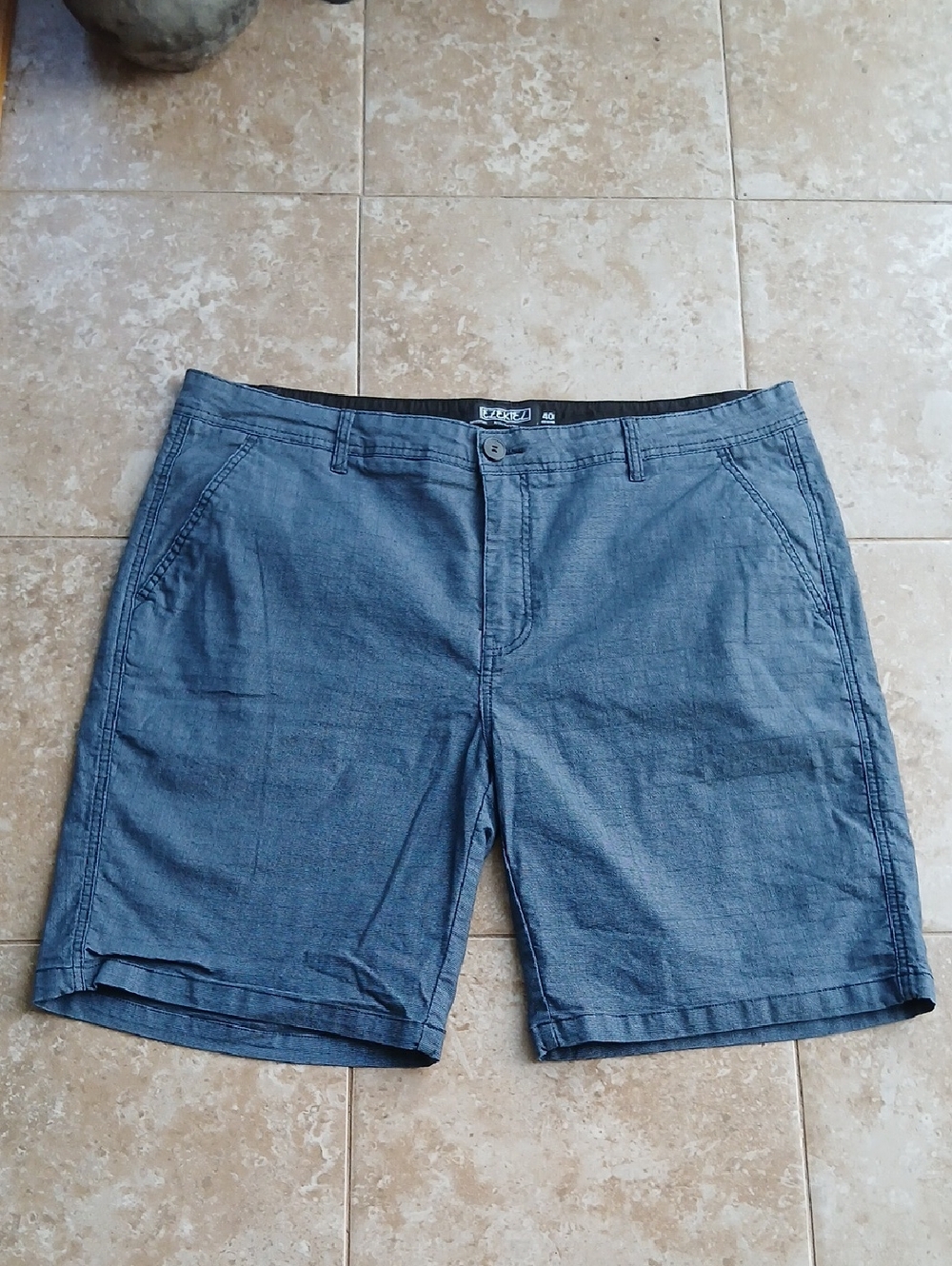 Ezekiel Men's 40 Blue Flat-Front Khaki Shorts